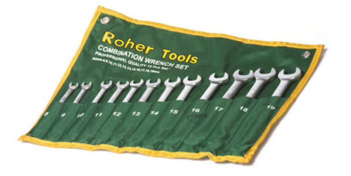 סט מפתחות רינג פתוח 8-19 מ"מ בנרתיק 12 יח'-ROHER ROHER