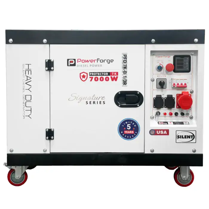 גנרטור דיזל מושתק חד פאזי ותלת פאזי 7000W מבית PowerForge