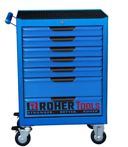 עגלת כלים 7 מגירות ROHER כחולה כולל מנגנון Interlock ROHER TOOLS