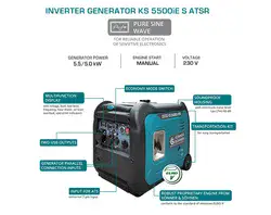 גנרטור מושתק אינוורטר מנוע בנזין 5500W חד פאזי מבית Könner & Söhnen גרמניה ATS הכנה