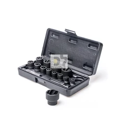 סט בוקסות "הפוכות" לחליצת ברגים/גוז'ונים 15 חלקים 6 עד 27 מ"מ בקופסת פלסטיק CALAMAN