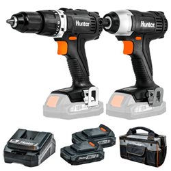 סט אימפקט + מברגה רוטטת / קודחת + 2 סוללות 18V 1.5Ah ותיק בד Hunter 100313-002-B